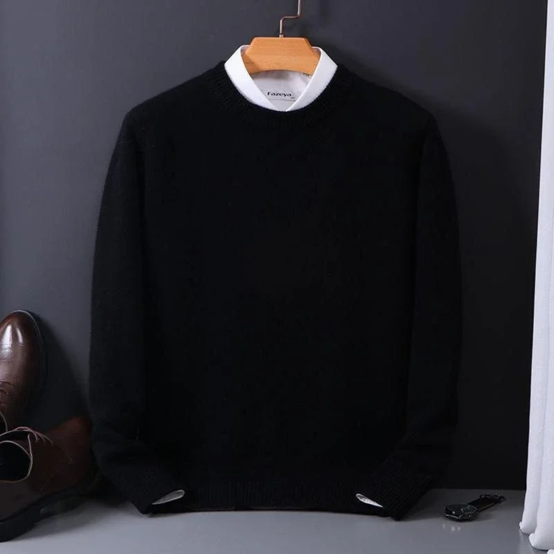 Knitted Sweater - Men's Plain Crew Neck Knitted Jumper for Winter-Grace Aura
