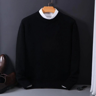 Knitted Sweater - Men's Plain Crew Neck Knitted Jumper for Winter-Grace Aura