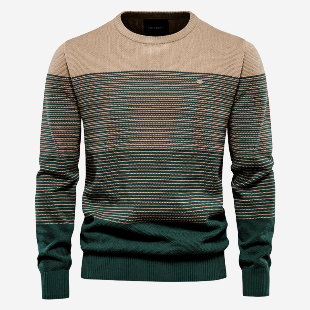 Knitted Sweater | Round Neck | Striped | Knit Pullover | Men's Jumper-Grace Aura