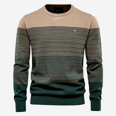 Knitted Sweater | Round Neck | Striped | Knit Pullover | Men's Jumper-Grace Aura