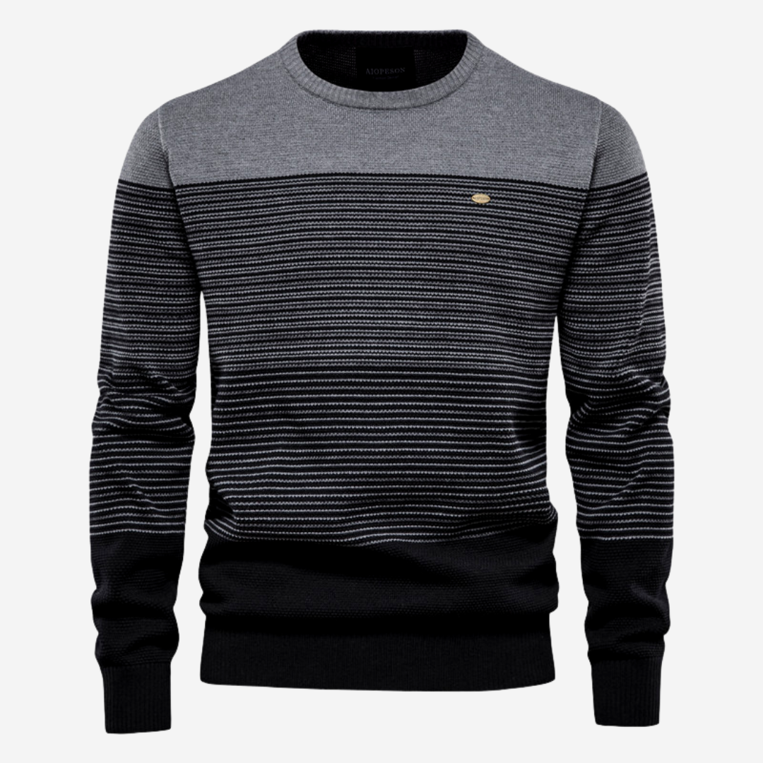 Knitted Sweater | Round Neck | Striped | Knit Pullover | Men's Jumper-Grace Aura