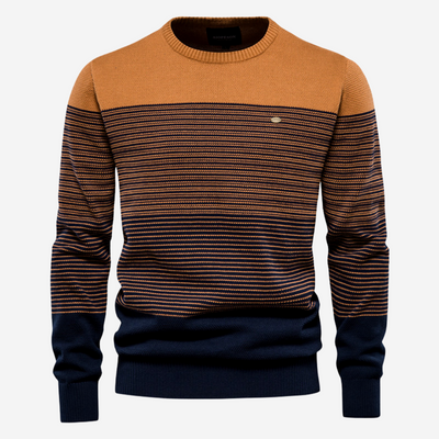 Knitted Sweater | Round Neck | Striped | Knit Pullover | Men's Jumper-Grace Aura