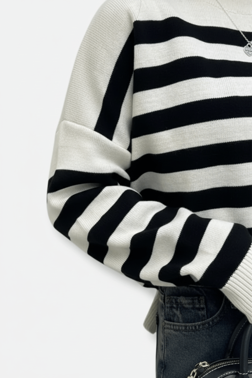 Knitted Sweater | Striped | Relaxed Fit | Knit Pullover | Women's Jumper-Grace Aura