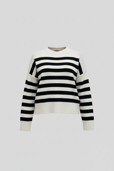 Knitted Sweater | Striped | Relaxed Fit | Knit Pullover | Women's Jumper-Grace Aura