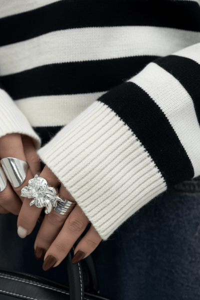 Knitted Sweater | Striped | Relaxed Fit | Knit Pullover | Women's Jumper-Grace Aura