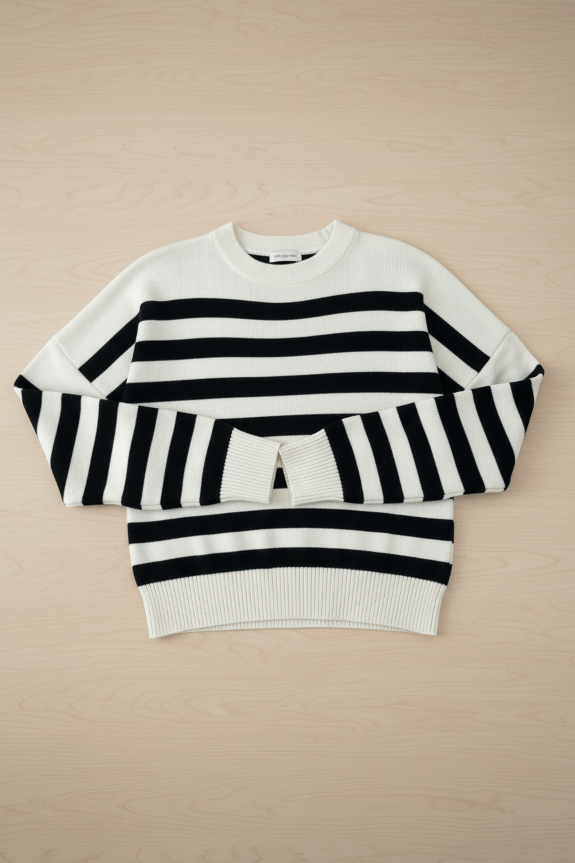 Knitted Sweater | Striped | Relaxed Fit | Knit Pullover | Women's Jumper-Grace Aura