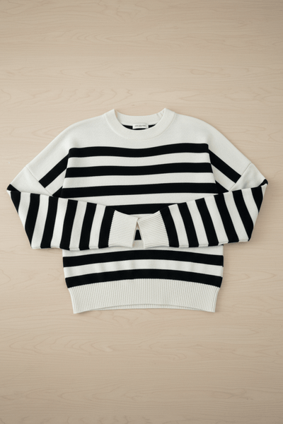 Knitted Sweater | Striped | Relaxed Fit | Knit Pullover | Women's Jumper-Grace Aura