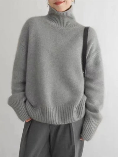 Knitted Sweater | Turtleneck | Cashmere | Oversized Jumper | Women's Knitwear-Grace Aura