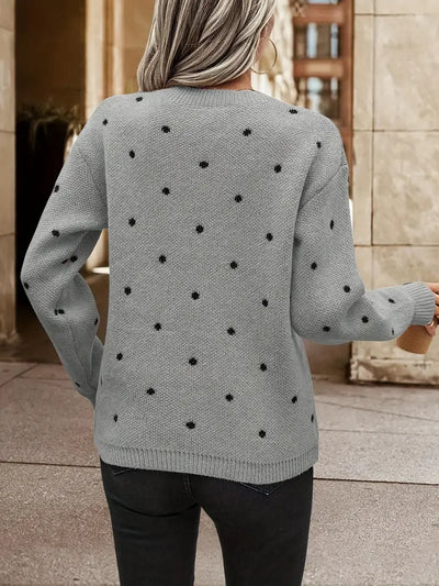 Knitted Sweater - Women's Long Sleeve Crew Neck Pullover Sweater-Grace Aura