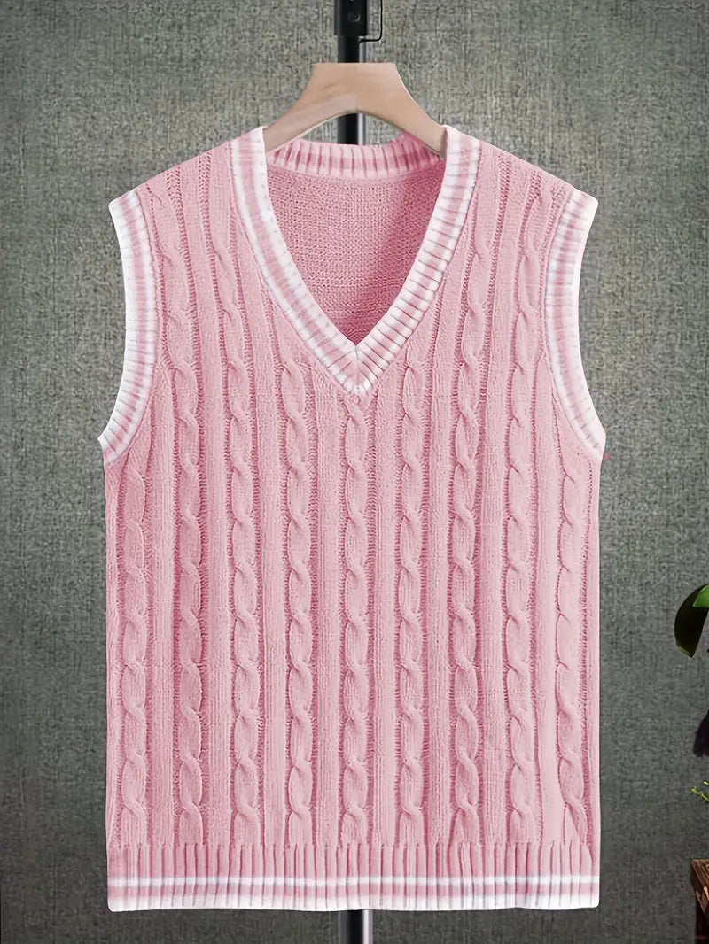 Knitted Vest | Cable Knit | Pullover | Sweater Vest | Men's Vest-Grace Aura