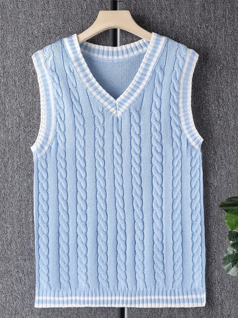 Knitted Vest | Cable Knit | Pullover | Sweater Vest | Men's Vest-Grace Aura