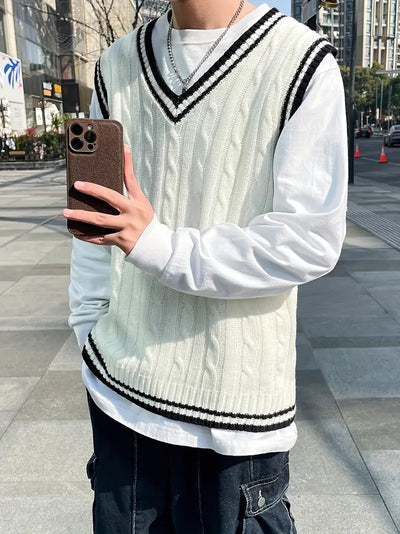 Knitted Vest | Cable Knit | Pullover | Sweater Vest | Men's Vest-Grace Aura