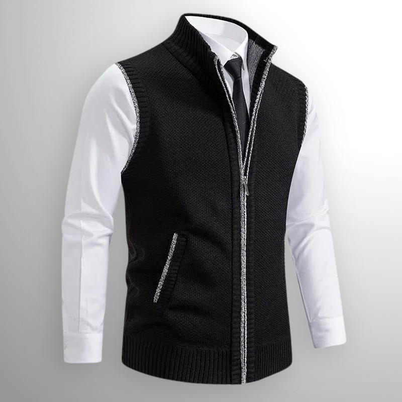Knitted Vest - Men's Sleeveless Woolen Zip-Up Vest-Grace Aura
