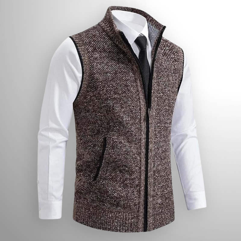 Knitted Vest - Men's Sleeveless Woolen Zip-Up Vest-Grace Aura