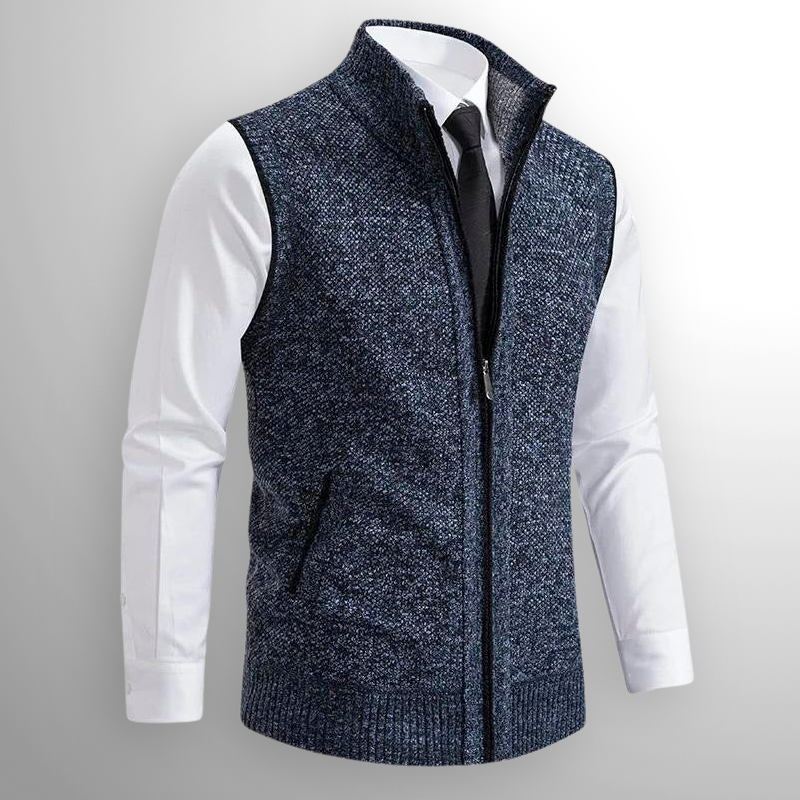 Knitted Vest - Men's Sleeveless Woolen Zip-Up Vest-Grace Aura