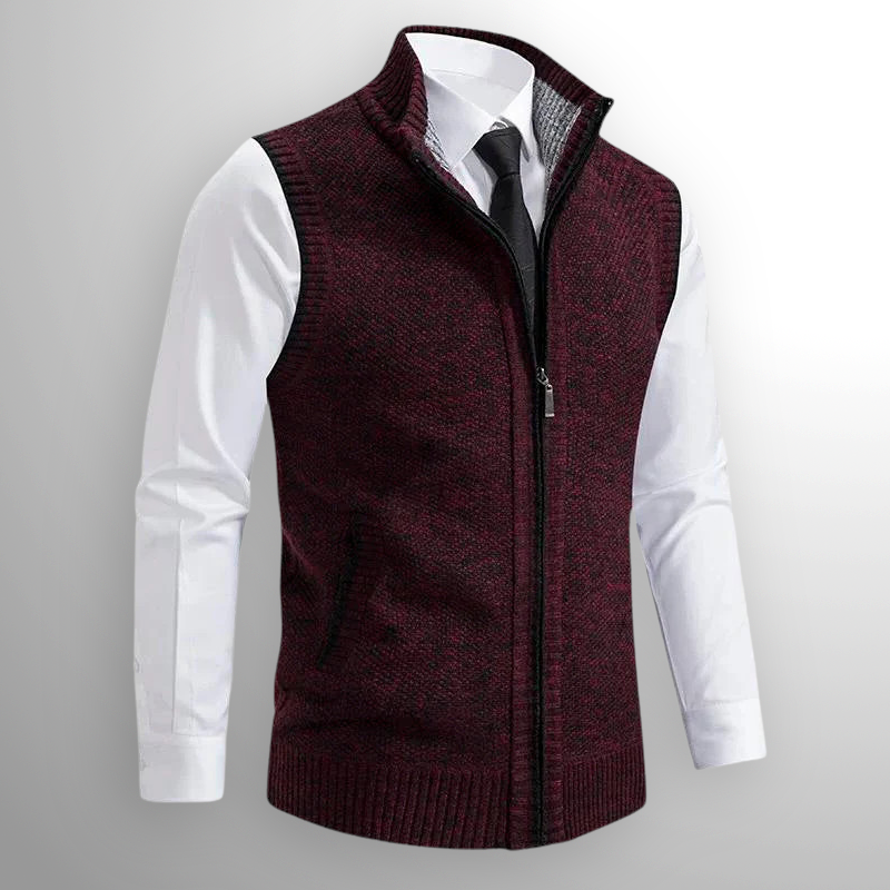 Knitted Vest - Men's Sleeveless Woolen Zip-Up Vest-Grace Aura
