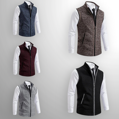 Knitted Vest - Men's Sleeveless Woolen Zip-Up Vest-Grace Aura