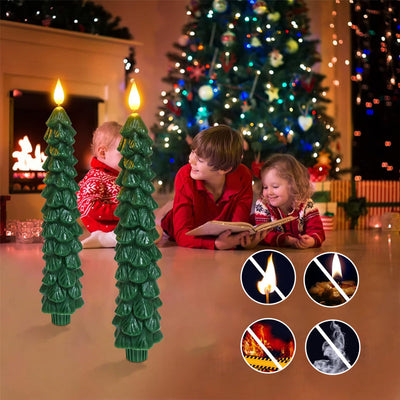 LED Christmas Candle - Green - Christmas Tree - Remote Control Candles - Christmas Lights-Grace Aura