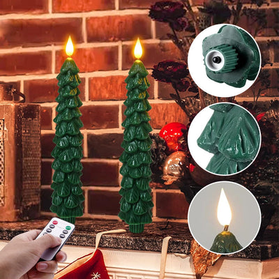 LED Christmas Candle - Green - Christmas Tree - Remote Control Candles - Christmas Lights-Grace Aura