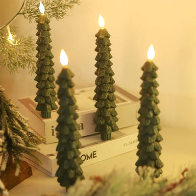 LED Christmas Candle - Green - Christmas Tree - Remote Control Candles - Christmas Lights-Grace Aura
