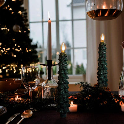 LED Christmas Candle - Green - Christmas Tree - Remote Control Candles - Christmas Lights-Grace Aura