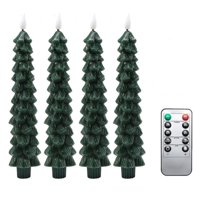 LED Christmas Candle - Green - Christmas Tree - Remote Control Candles - Christmas Lights-Grace Aura