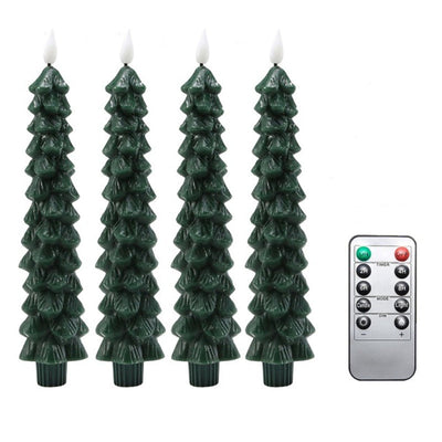 LED Christmas Candle - Green - Christmas Tree - Remote Control Candles - Christmas Lights-Grace Aura