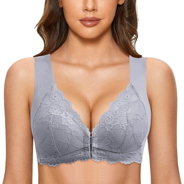 Lace Bra | Support | Wide Straps | Front Fastening Bras | Wireless Bra-Grace Aura