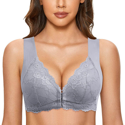 Lace Bra | Support | Wide Straps | Front Fastening Bras | Wireless Bra-Grace Aura
