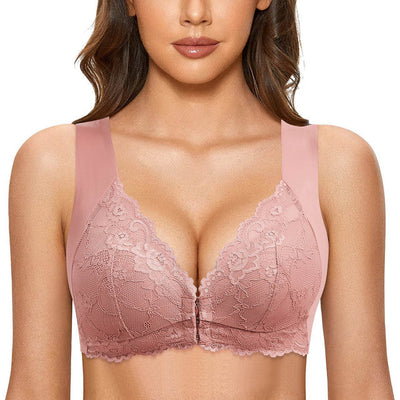 Lace Bra | Support | Wide Straps | Front Fastening Bras | Wireless Bra-Grace Aura