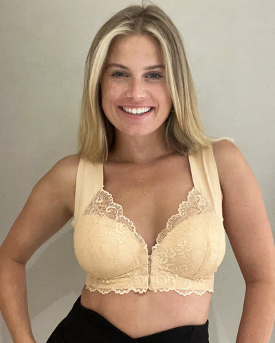 Lace Bra | Support | Wide Straps | Front Fastening Bras | Wireless Bra-Grace Aura