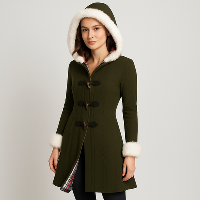 Ladies Knitted Jacket - Hooded - Flared Hem - Cardigan Coat - Women's Coatigan-Grace Aura