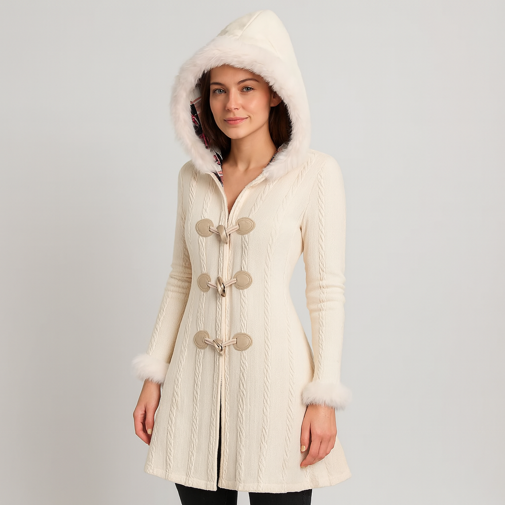 Ladies Knitted Jacket - Hooded - Flared Hem - Cardigan Coat - Women's Coatigan-Grace Aura