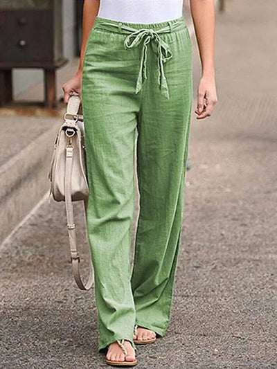 Ladies Linen Pants | Belt | Lightweight | Wide Leg Pants | Women's Summer Trousers-Grace Aura