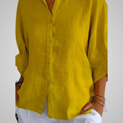 Ladies Linen Shirt | Loose Fit | Long Sleeve | Button-Up Shirt | Linen Shirts Women-Grace Aura