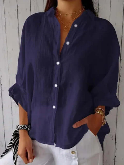 Ladies Linen Shirt | Loose Fit | Long Sleeve | Button-Up Shirt | Linen Shirts Women-Grace Aura