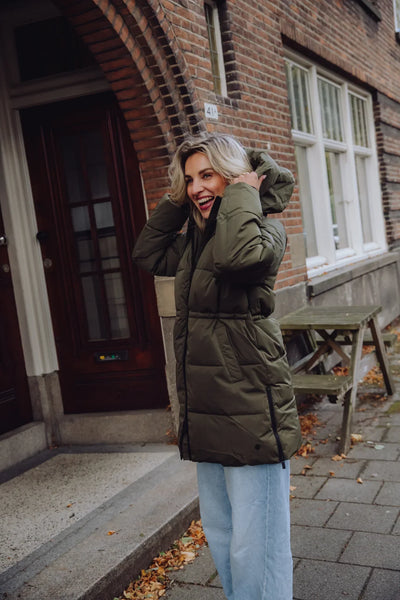 Ladies Padded Coat - Hooded - Mid Length - Puffer Jacket -Women's Winter Coat-Grace Aura