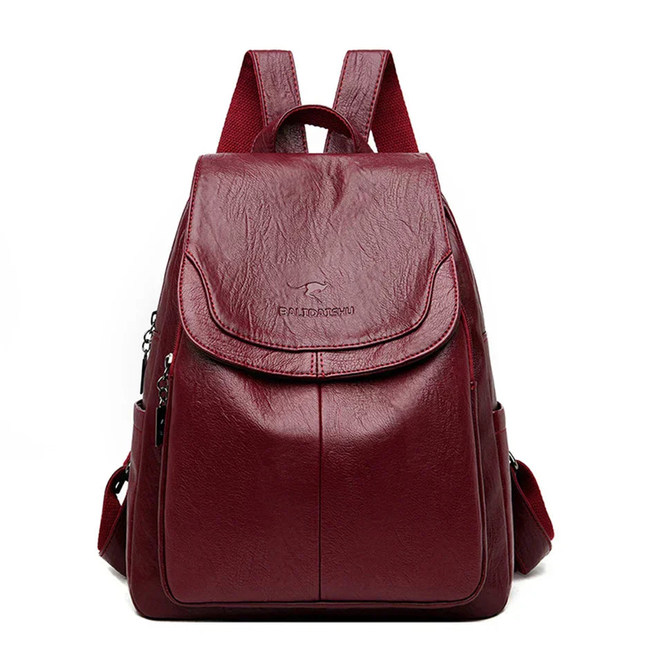 Leather Backpack - Women's Large Leatherette Laptop Backpack-Grace Aura