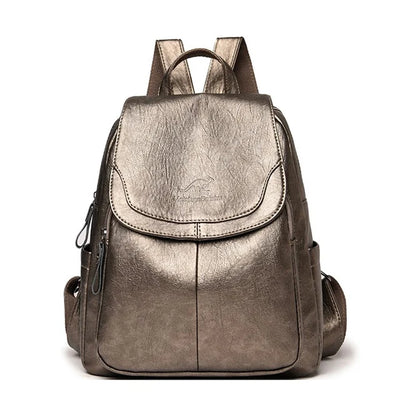 Leather Backpack - Women's Large Leatherette Laptop Backpack-Grace Aura