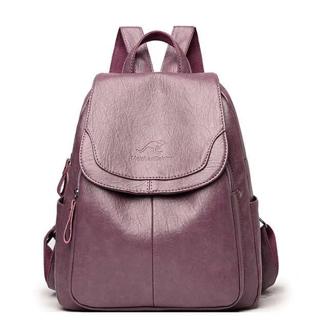Leather Backpack - Women's Large Leatherette Laptop Backpack-Grace Aura