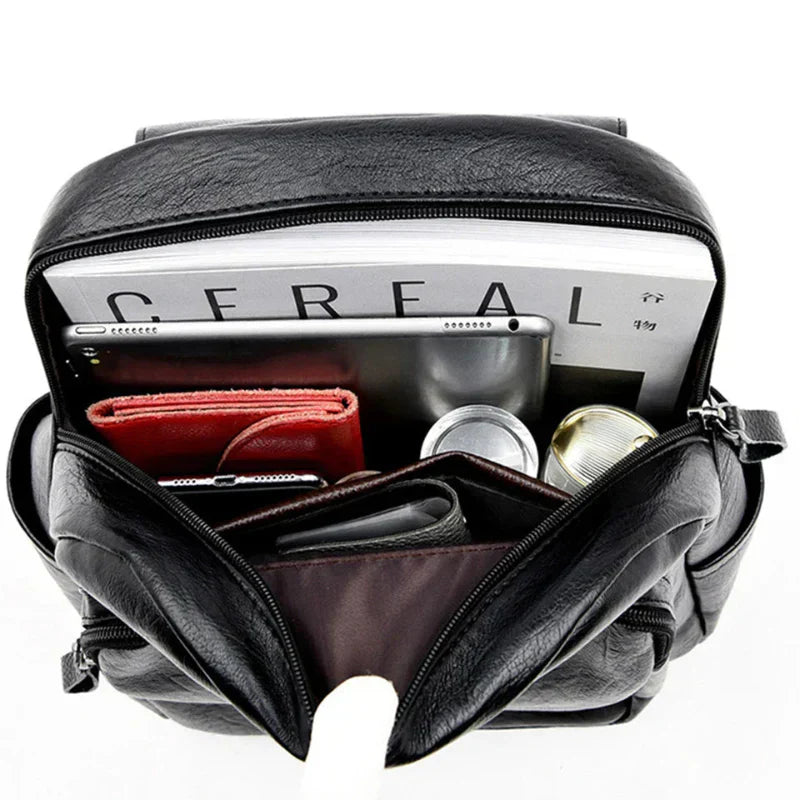 Leather Backpack - Women's Large Leatherette Laptop Backpack-Grace Aura