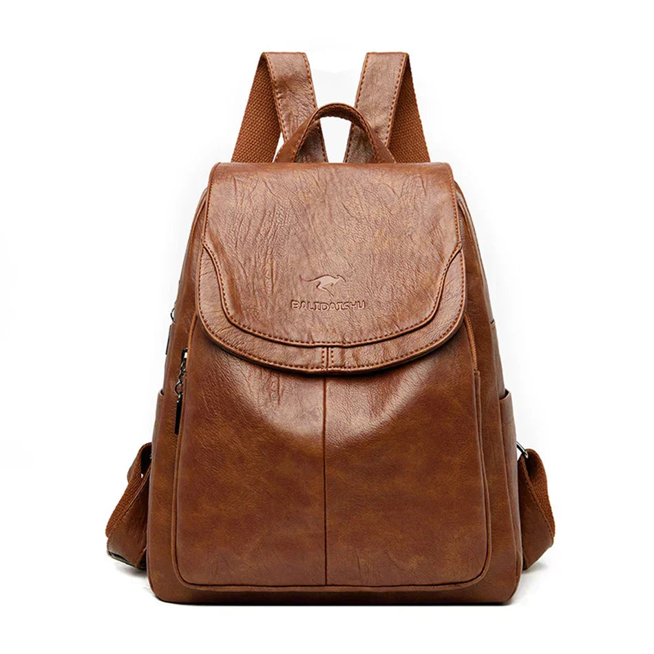 Leather Backpack - Women's Large Leatherette Laptop Backpack-Grace Aura