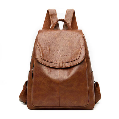 Leather Backpack - Women's Large Leatherette Laptop Backpack-Grace Aura