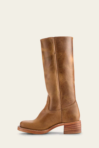 Leather Boots - Low Heel - Slip-On - Knee High Boots - Women's Boots-Grace Aura