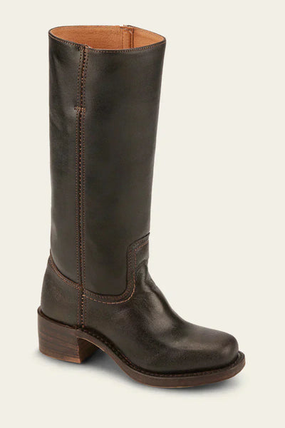 Leather Boots - Low Heel - Slip-On - Knee High Boots - Women's Boots-Grace Aura