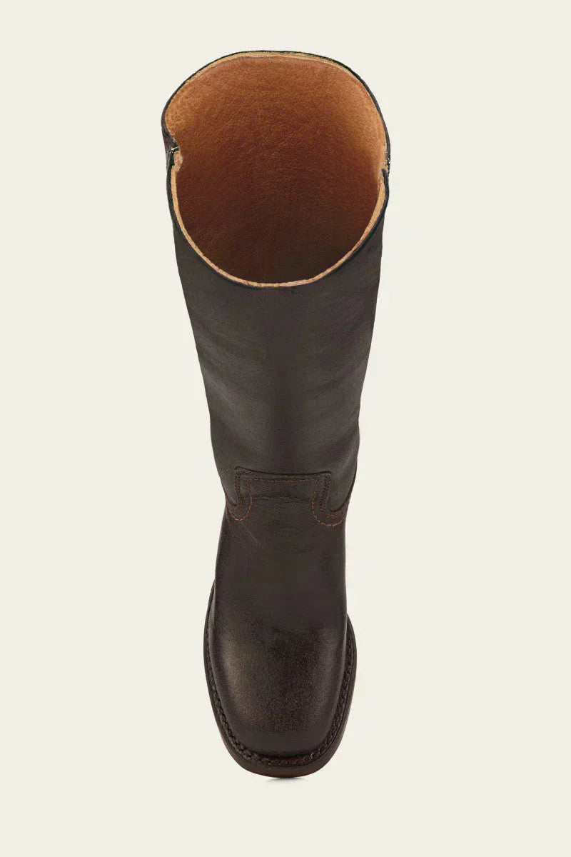 Leather Boots - Low Heel - Slip-On - Knee High Boots - Women's Boots-Grace Aura