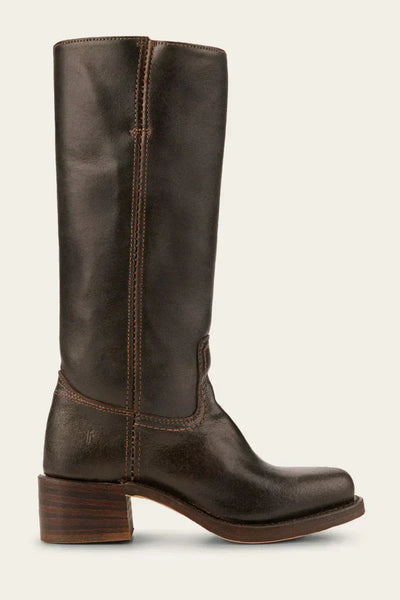 Leather Boots - Low Heel - Slip-On - Knee High Boots - Women's Boots-Grace Aura