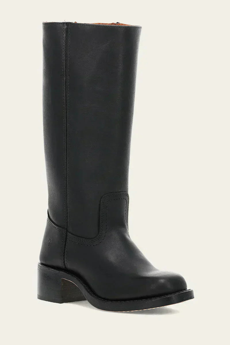 Leather Boots - Low Heel - Slip-On - Knee High Boots - Women's Boots-Grace Aura
