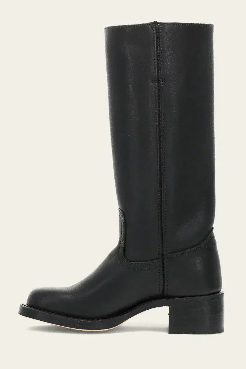 Leather Boots - Low Heel - Slip-On - Knee High Boots - Women's Boots-Grace Aura