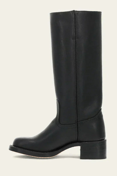 Leather Boots - Low Heel - Slip-On - Knee High Boots - Women's Boots-Grace Aura